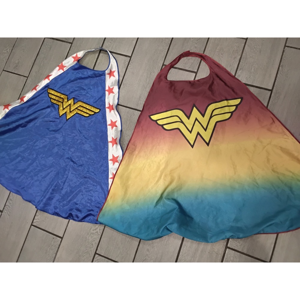 Six Flags Wonder Woman Superhero Capes Set of 2 Kids Costume Blue Ombre Stars